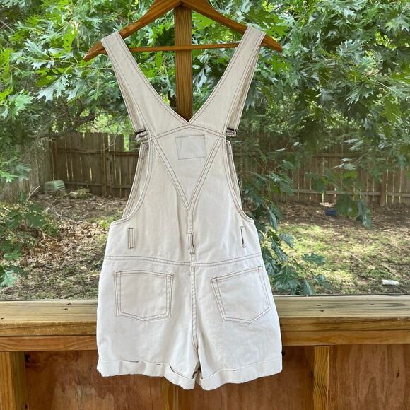 Express Women's Vintage Y2K Era Cream Shortalls Size M - Picture 2 of 7